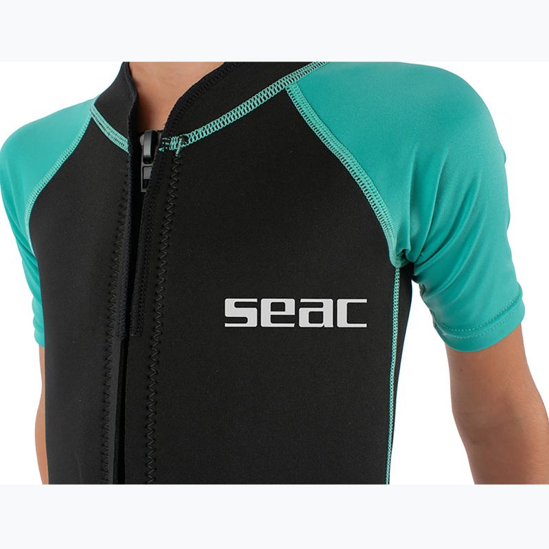 Children's swimming wetsuit SEAC Dolphin Shorty 1,5 mm black/tiffany 5