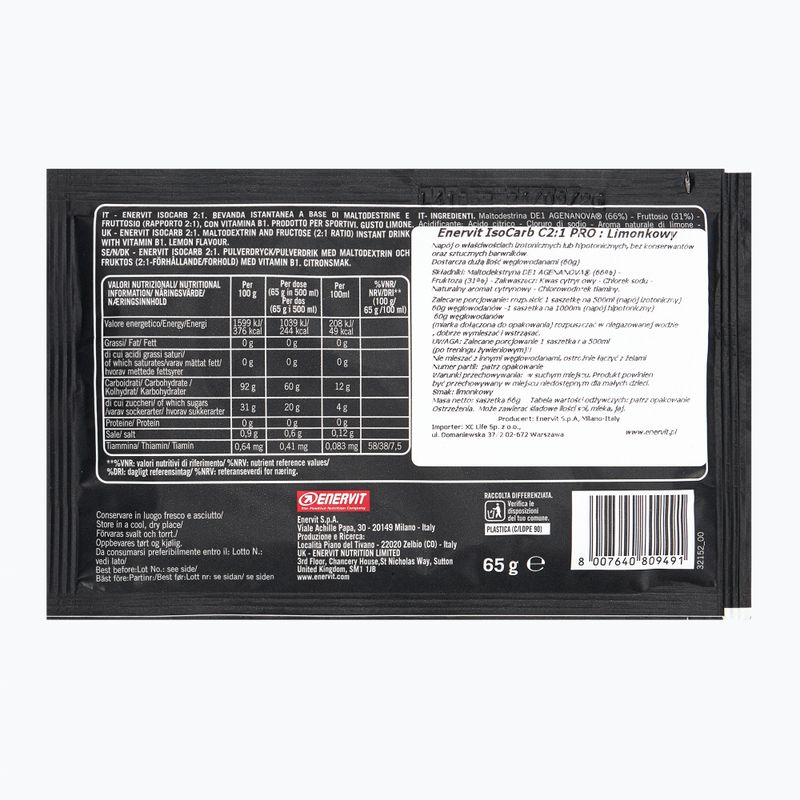 Enervit isotonic drink C2:1 Isocarb 65 g mild lemon 2