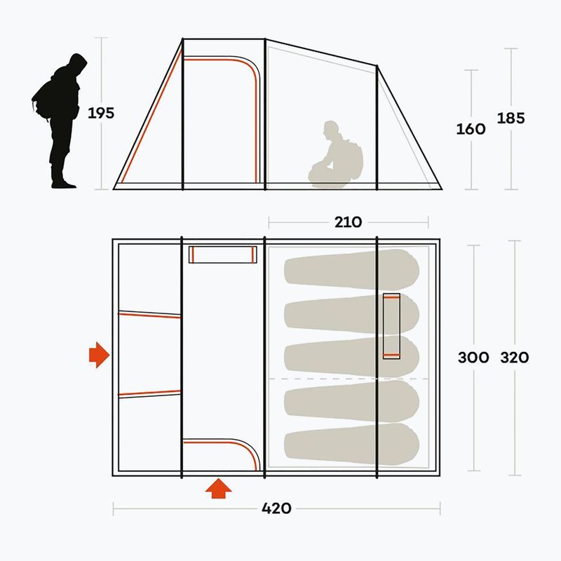 Ferrino 5-person camping tent Meteora 5 red 91154HMM 2