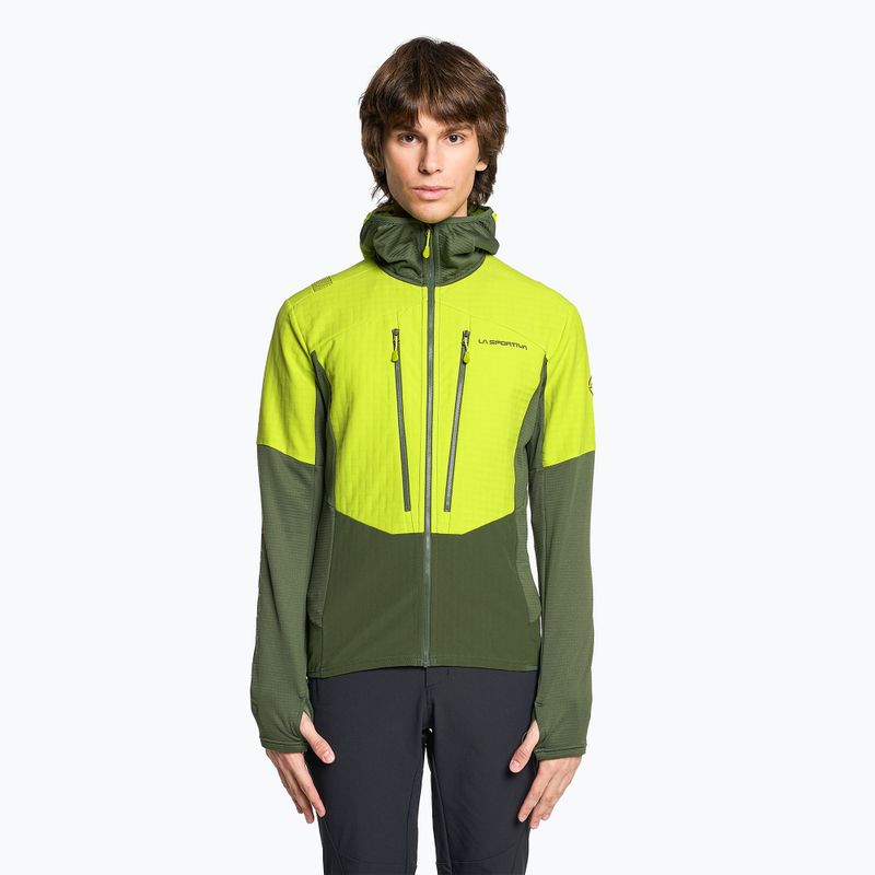 Men's La Sportiva Session Tech Hoody forest/lime punch trekking sweatshirt