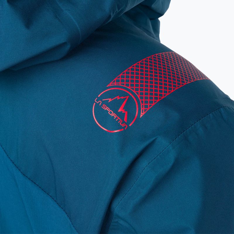 Women's La Sportiva Crizzle EVO Shell storm blue/cherry tomato membrane rain jacket 4