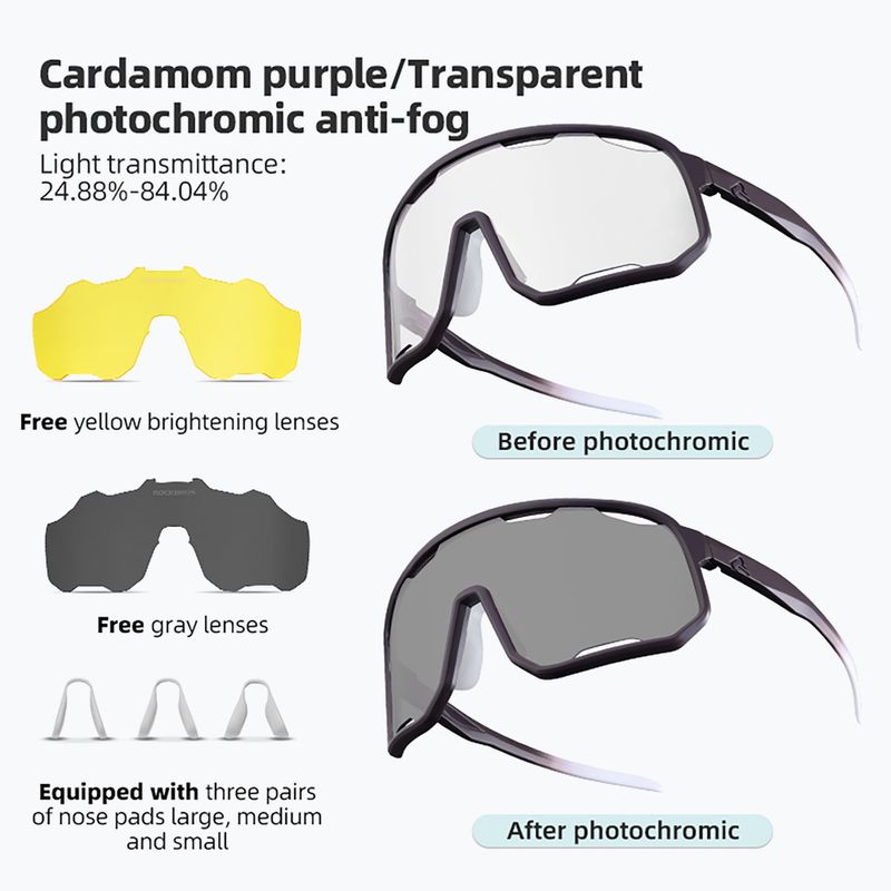 Sunglasses Rockbros 14210010 Photochromic purple/transparent/yellow/clear 2