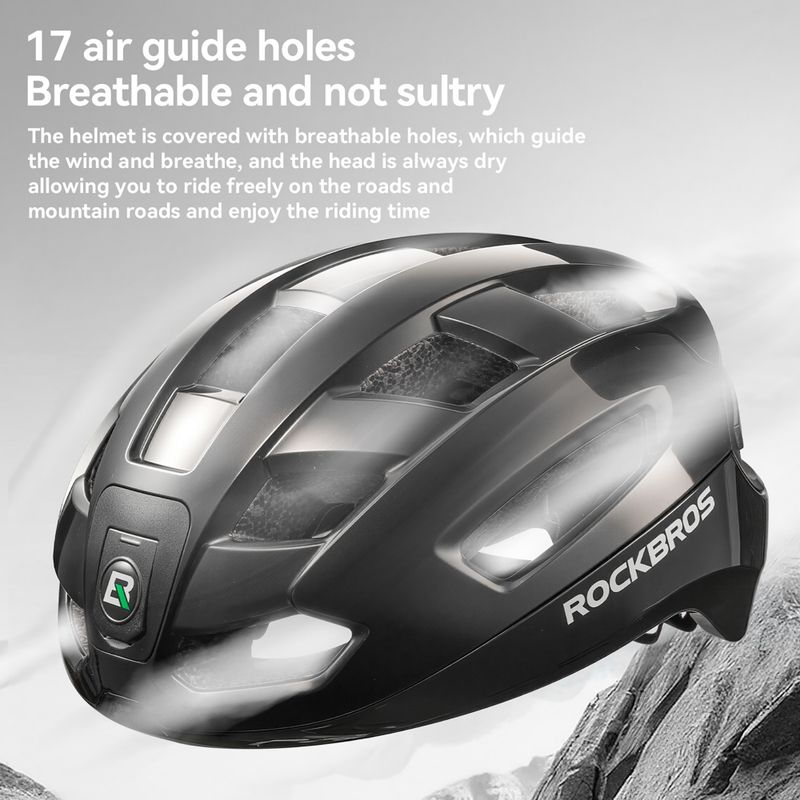 Bike helmet Rockbros 100036001 With Remote Control and Warning Light black 2