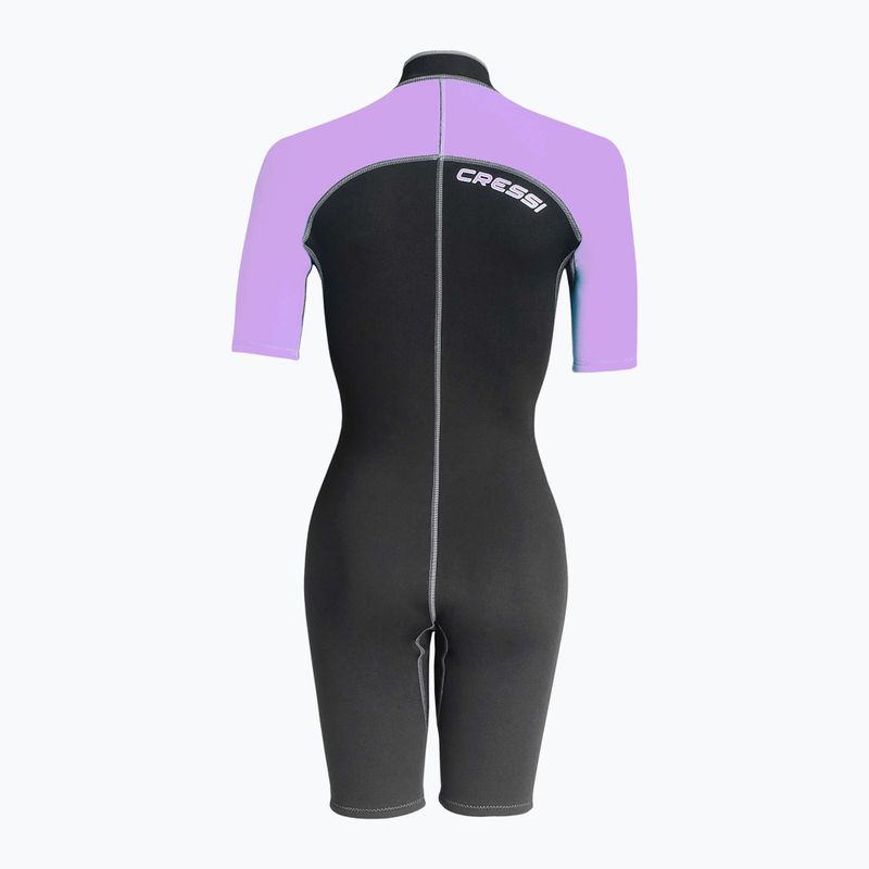 Women's Cressi Lido Shorty 2 mm black/lilac wetsuit 2