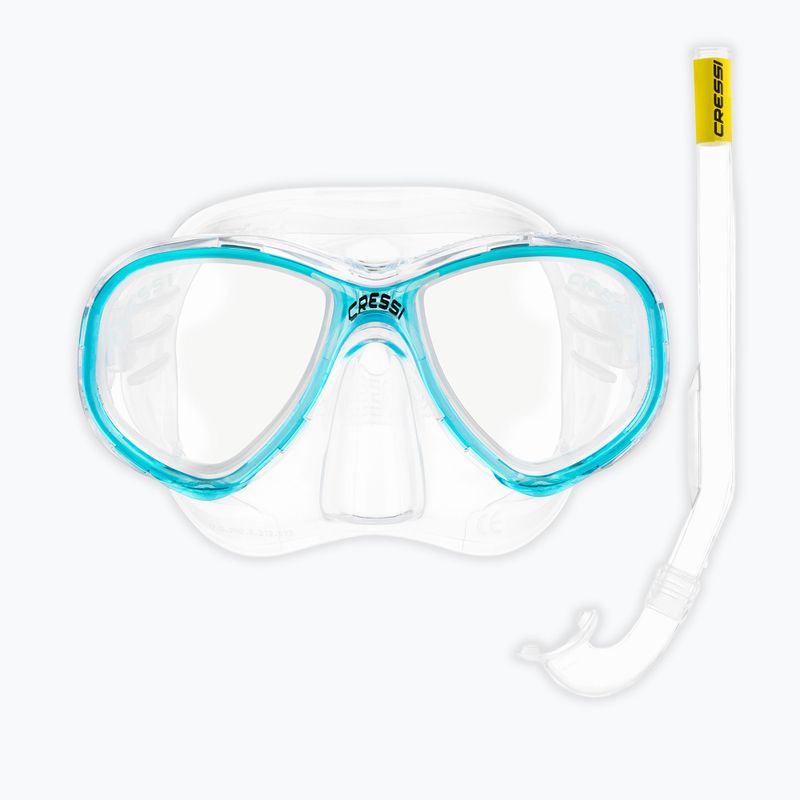 Children's snorkelling set Cressi Perla Jr + Minigringo clear/aquamarine 2