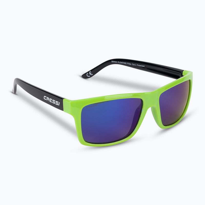 Cressi Bahia Floating black/kiwi/blue mirrored sunglasses XDB100705