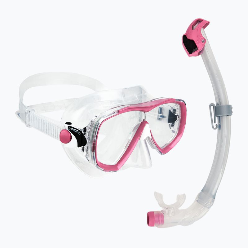 Cressi Estrella + Seal Dry clear/pink diving set