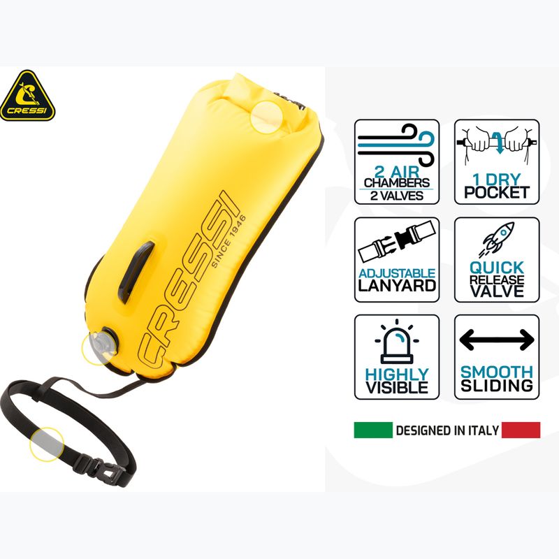 Safety buoy Cressi Glide Pro yellow 12