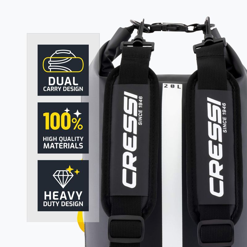 Waterproof bag Cressi Ocelot Dry Bag 20 l black/yellow 5