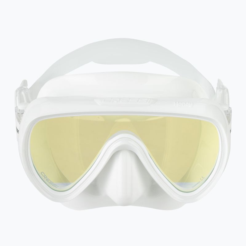 Women's diving mask Cressi Honey 420 UV white/white/yellow/blue 2