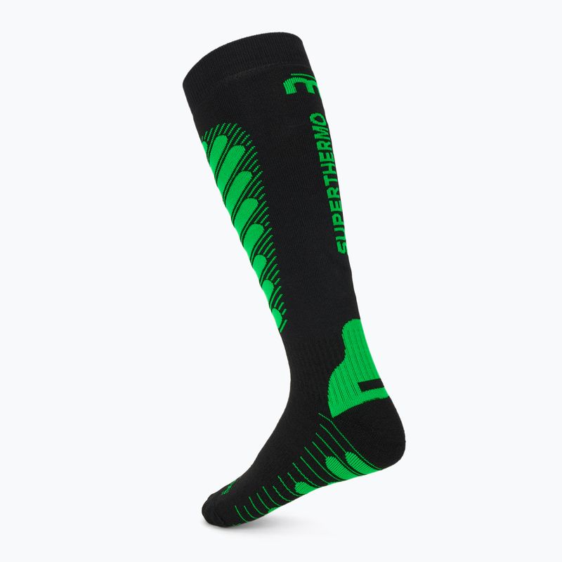 Ski socks Mico Heavy Weight Superthermo Primaloft Merino Ski nero verde fluo 2