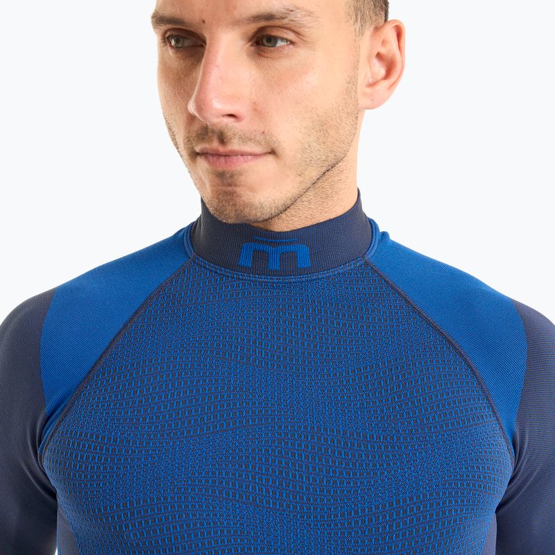 Men's Mico Warm Control Mock Neck thermal T-shirt blue IN01851 3