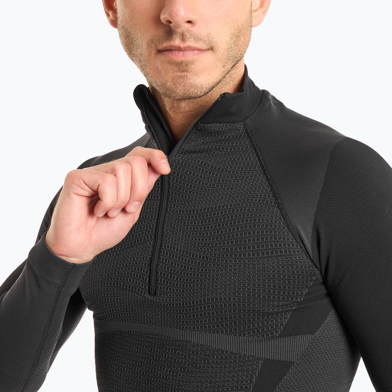 Men's Mico Warm Control Zip Neck thermal T-shirt black IN01852 3