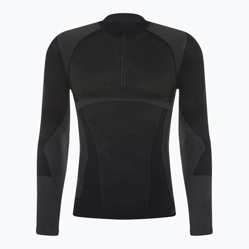 Men's Mico Warm Control Zip Neck thermal T-shirt black IN01852 6