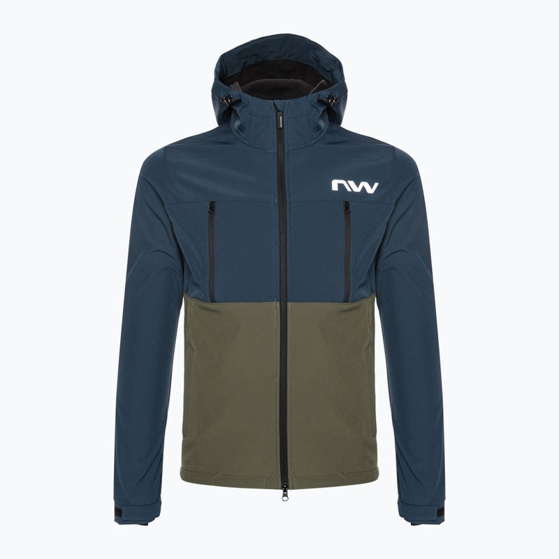 Men's Northwave Easy Out Softshell deep blue / forest green cycling jacket