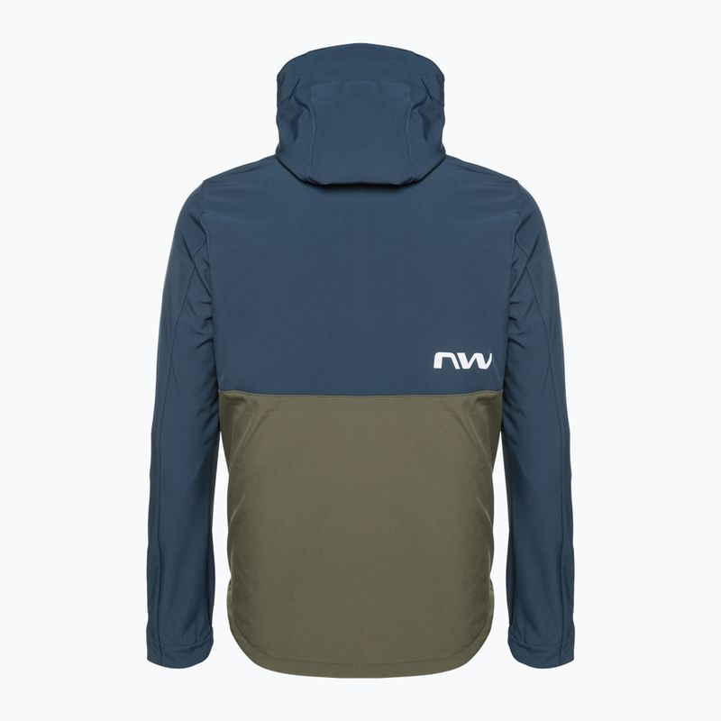Men's Northwave Easy Out Softshell deep blue / forest green cycling jacket 2