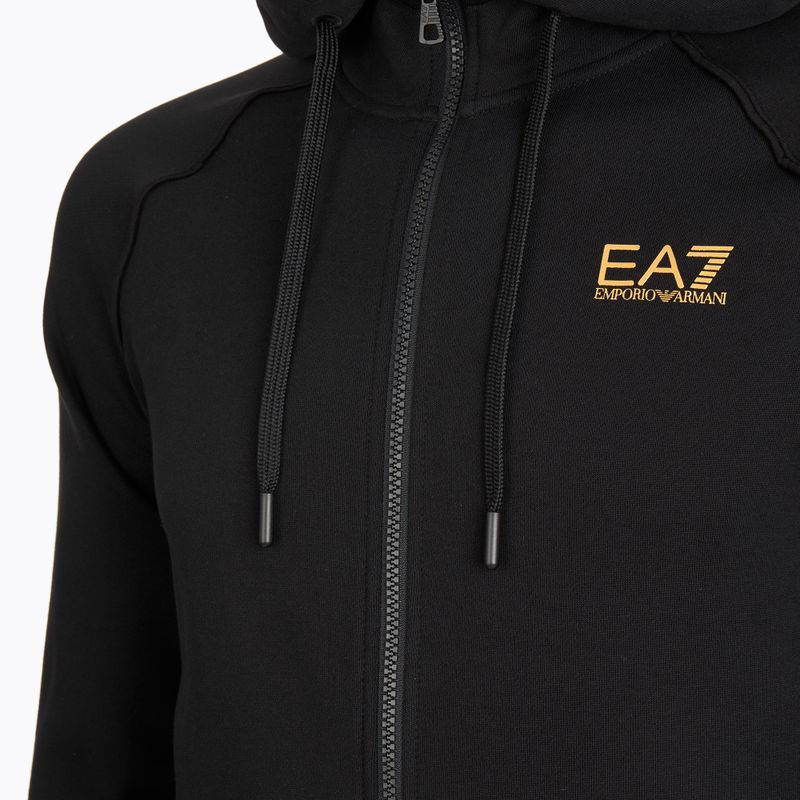 Men's sweatshirt Emporio Armani EA7 Train Logo Series Extended Logo Hoodie Fz black / gold 3