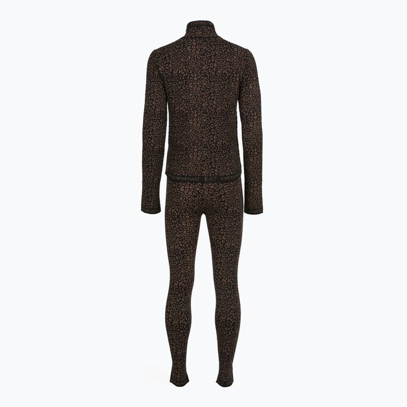 Women's thermal underwear set EA7 Emporio Armani Ski Jacquard Knitted fancy brown animal print 2