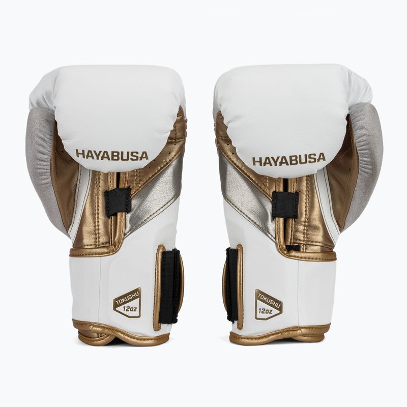 Hayabusa T3 white/gold boxing gloves 3