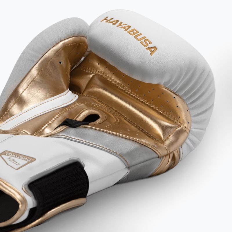 Hayabusa T3 white/gold boxing gloves 4