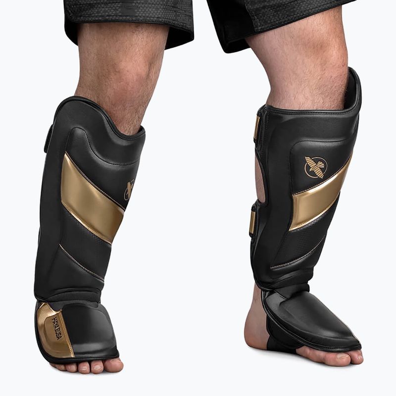 Hayabusa T3 Striking Shin Guards black/gold T3SSG tibia protectors 2