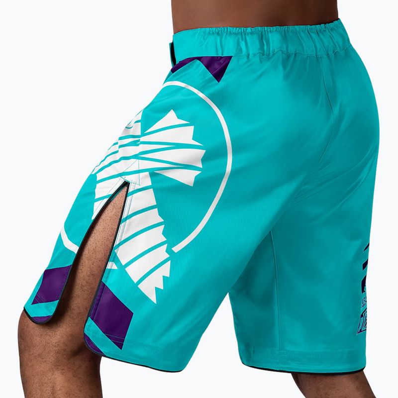 Hayabusa Icon Fight teal/white training shorts 3
