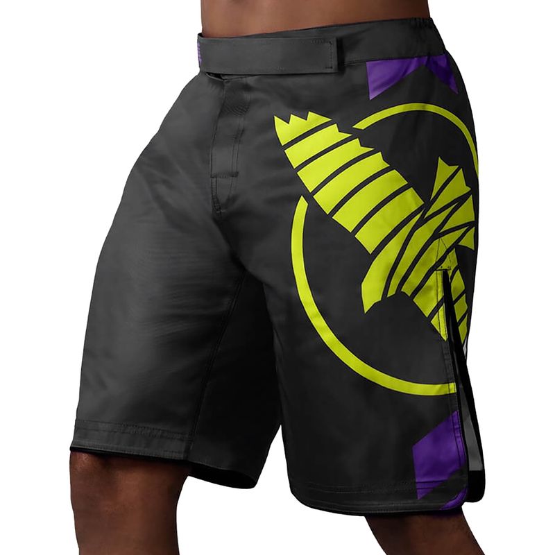 Hayabusa Icon Fight MMA shorts black and yellow ICFS-BK-L