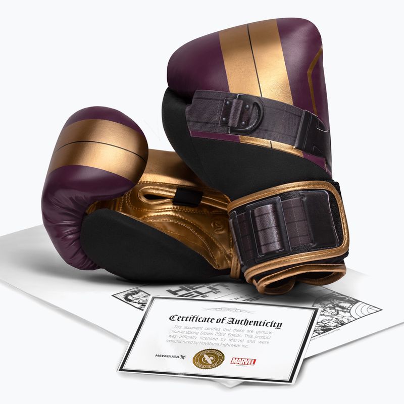 Hayabusa Marvel's Batroc purple/gold boxing gloves 9