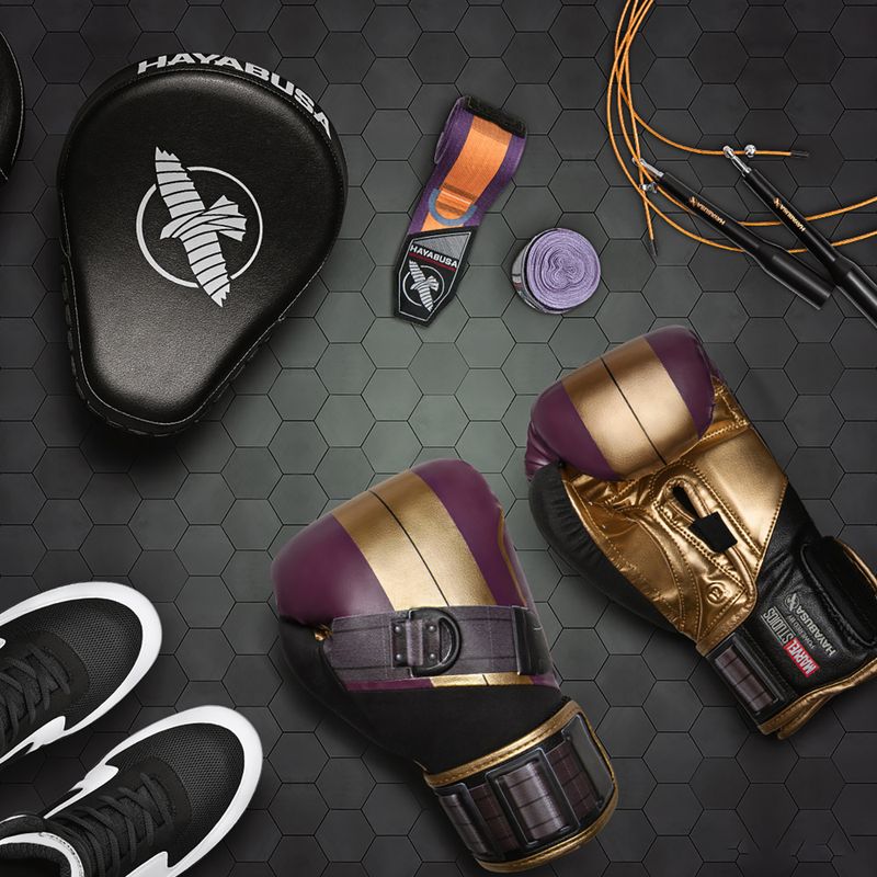 Hayabusa Marvel's Batroc purple/gold boxing gloves 11