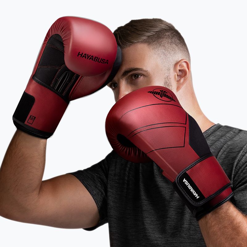 Hayabusa S4 Leather red boxing gloves 9