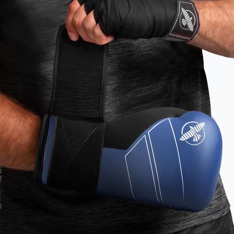 Hayabusa S4 Leather blue boxing gloves 5