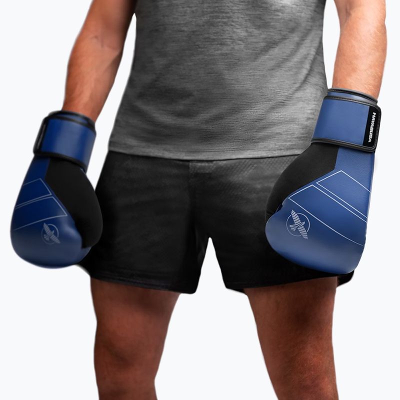 Hayabusa S4 Leather blue boxing gloves 6