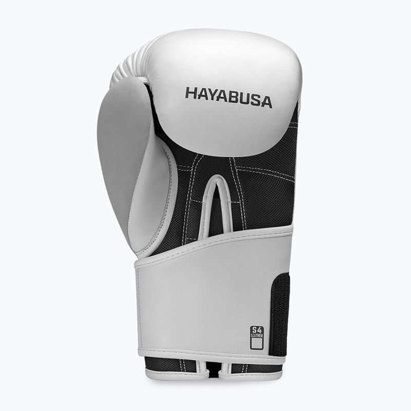 Hayabusa S4 Leather white boxing gloves 3