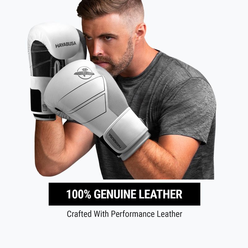 Hayabusa S4 Leather white boxing gloves 11