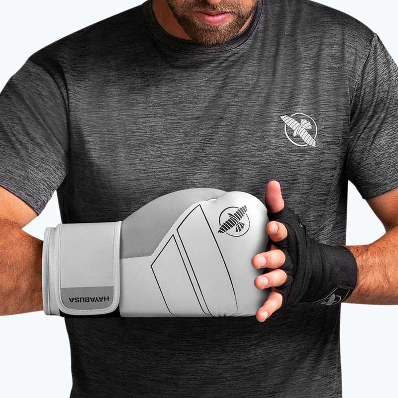 Hayabusa S4 Leather white boxing gloves 13