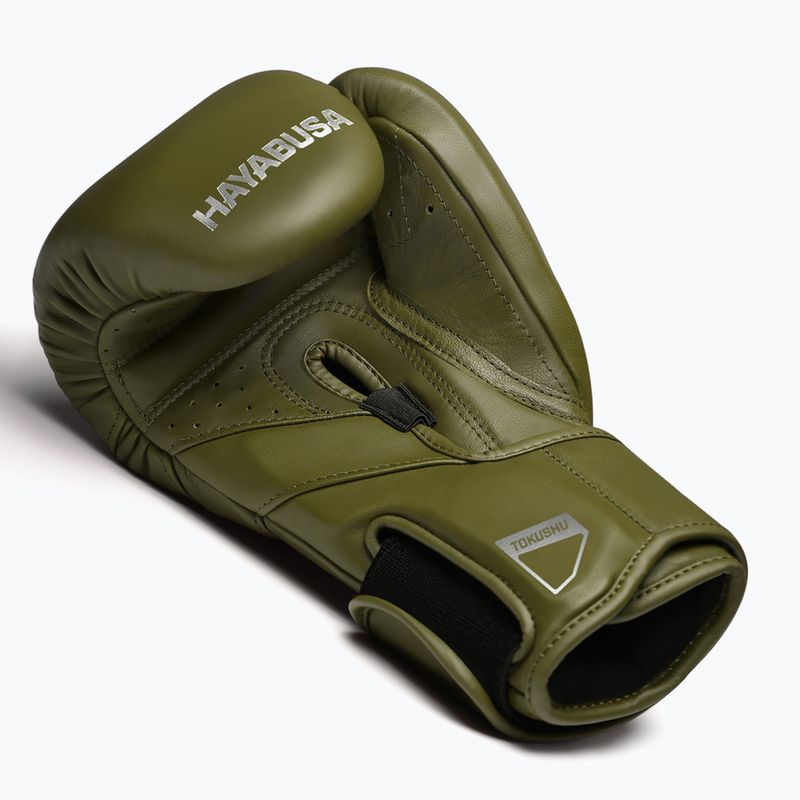 Hayabusa T3 Kanpeki olive green boxing gloves 3