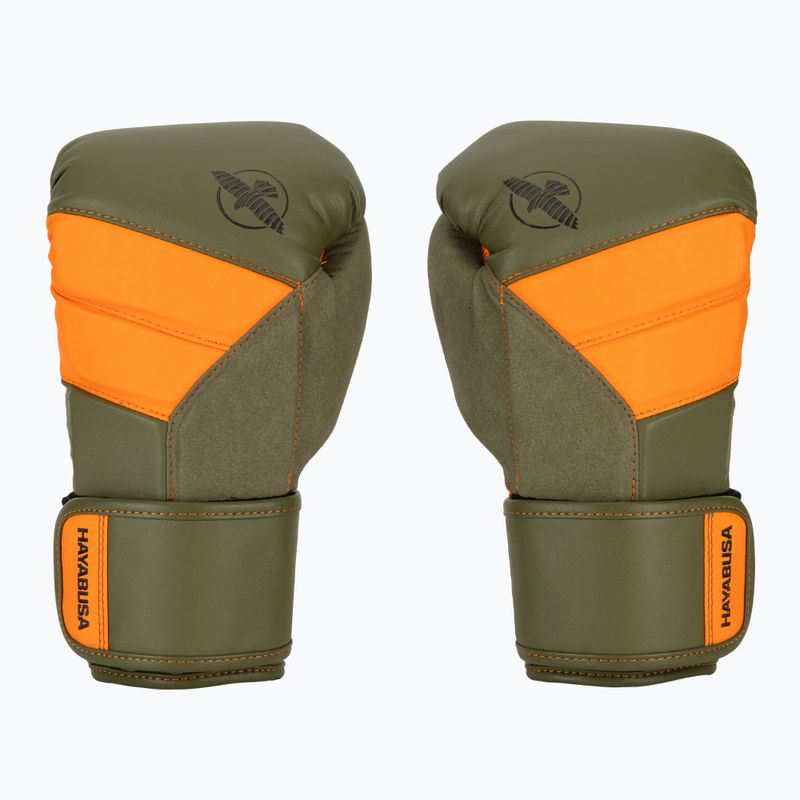 Hayabusa T3 green/orange boxing gloves 2