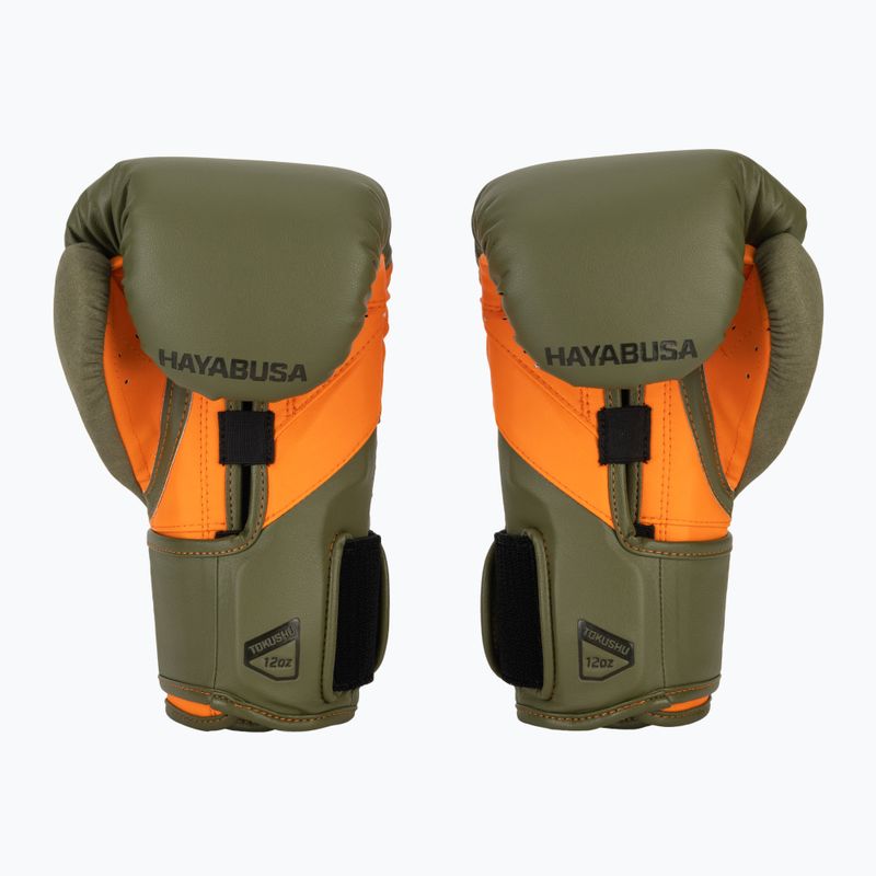 Hayabusa T3 green/orange boxing gloves 3