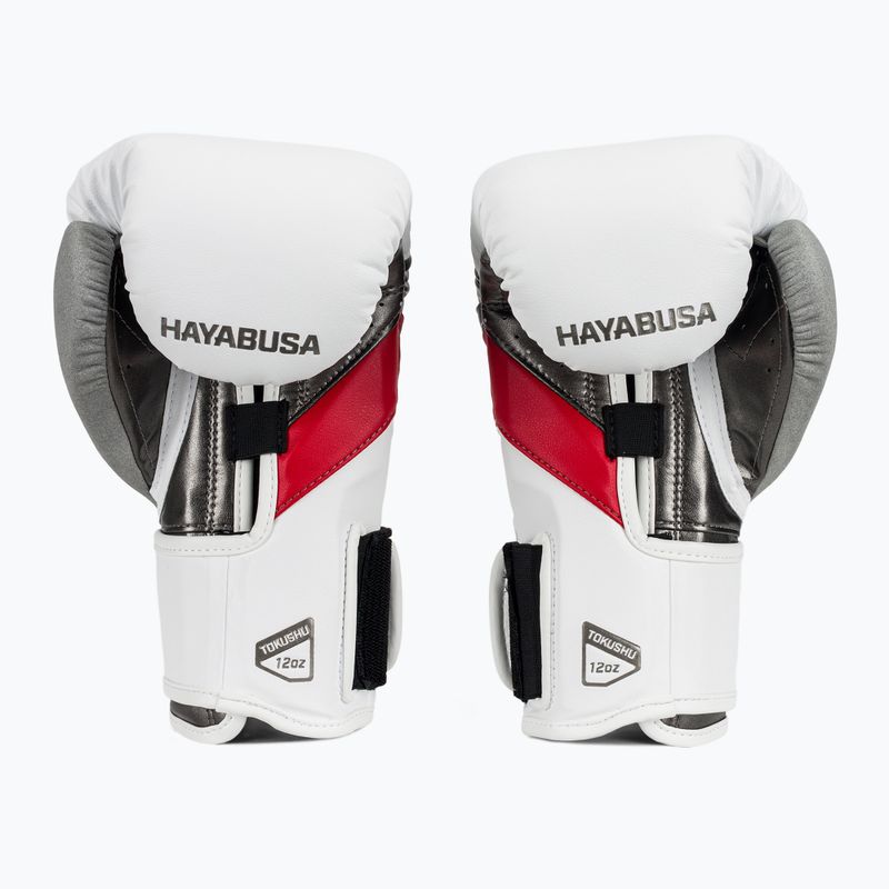 Hayabusa T3 white/red boxing gloves 3