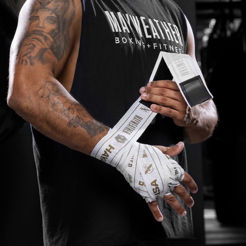 Boxing wraps Hayabusa Mayweather Stretch Hand Wraps 450 cm white/gold 6