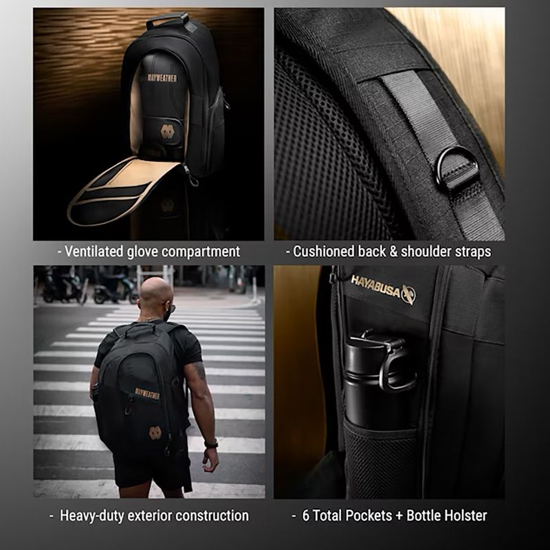 Hayabusa Mayweather Boxing training backpack 30 l black/gold 12