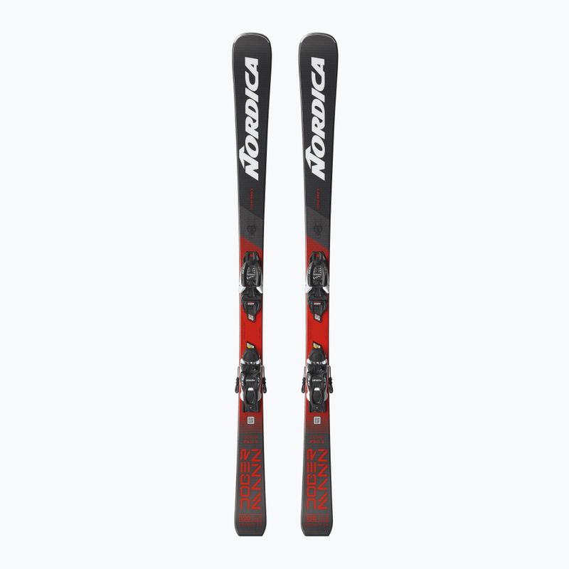 Kids' alpine skis Nordica Doberman Combi Pro S + J7.0 FDT bindings anthracite/red