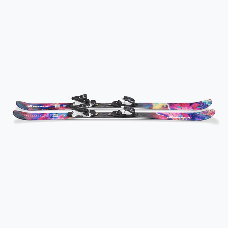 Kids’ downhill skis with bindings Nordica Unleashed JR + J7.0 FDT rainbow 5
