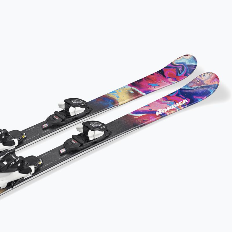 Kids’ downhill skis with bindings Nordica Unleashed JR + J7.0 FDT rainbow 7