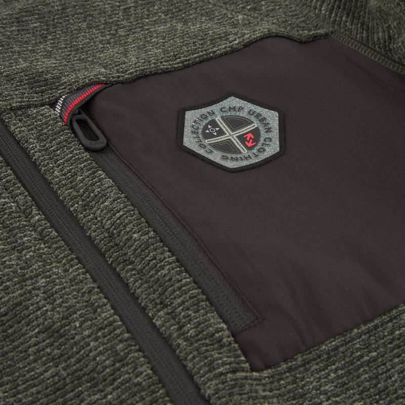 Men's fleece sweatshirt CMP 35H3907 Melange Knitted forest melange/nero/ferrari 4