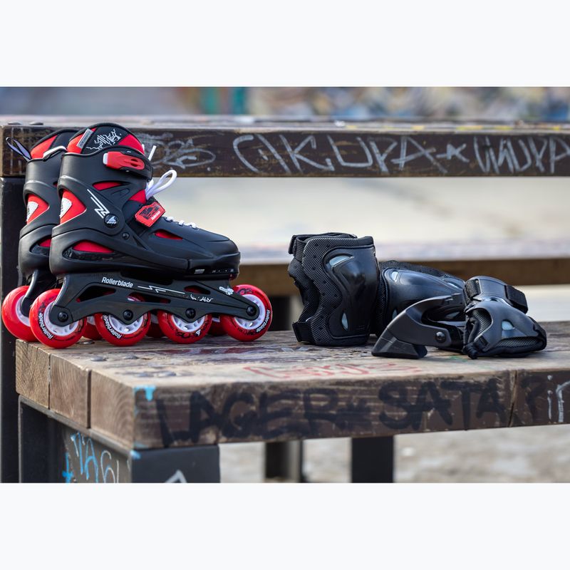 Children's roller skates with protectors Rollerblade Fury Combo Jr black/red 3