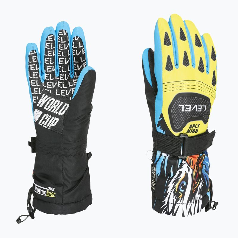 Level Junior ski gloves yellow/blue