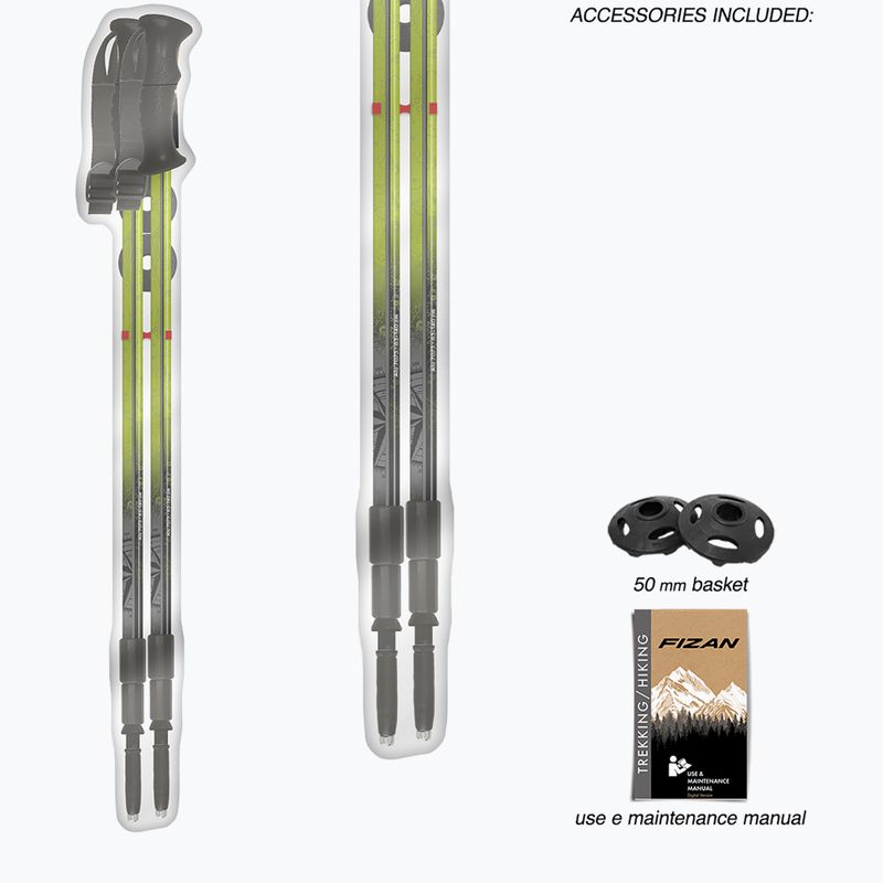 Trekking poles  Fizan Explorer lime/grey 7