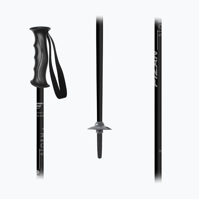 Children's ski poles Fizan Storm Jr black/grey 2