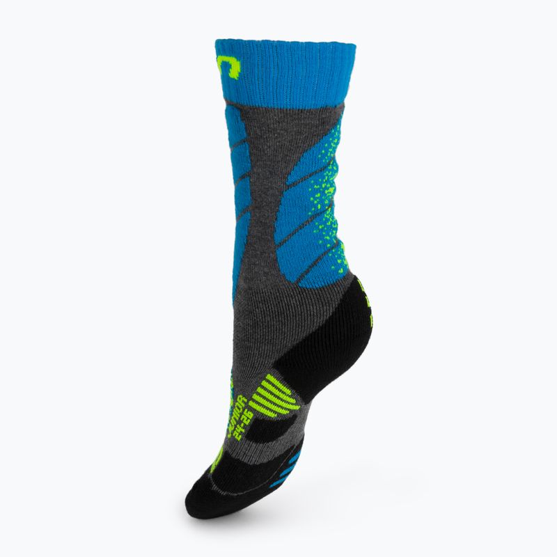Children's ski socks UYN Ski Junior medium grey melange/turquoise 2